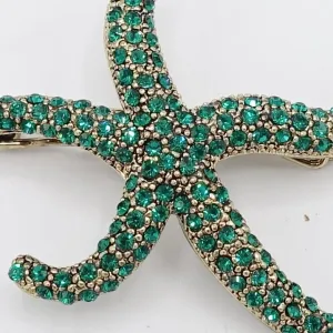 jewel rhinestone embellished star fish side hair clip cute women hair accessory