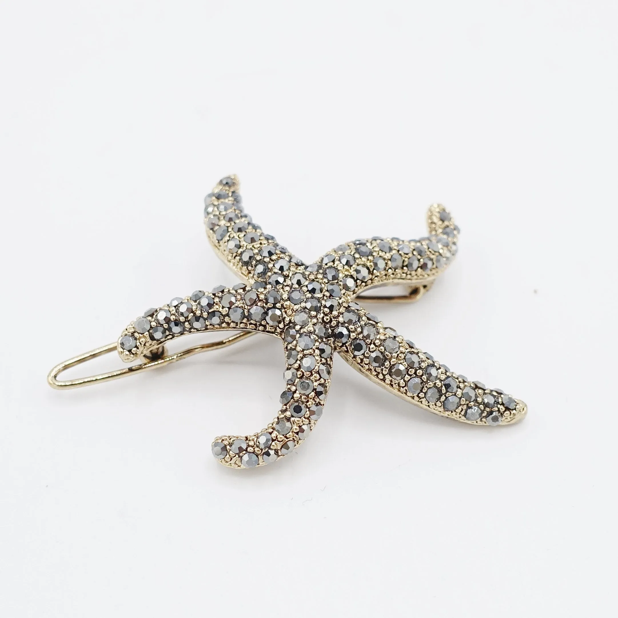 jewel rhinestone embellished star fish side hair clip cute women hair accessory