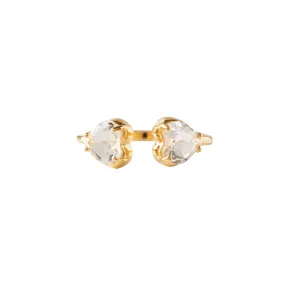 LOVE DUO HEART RING - WHITE TOPAZ & GOLD