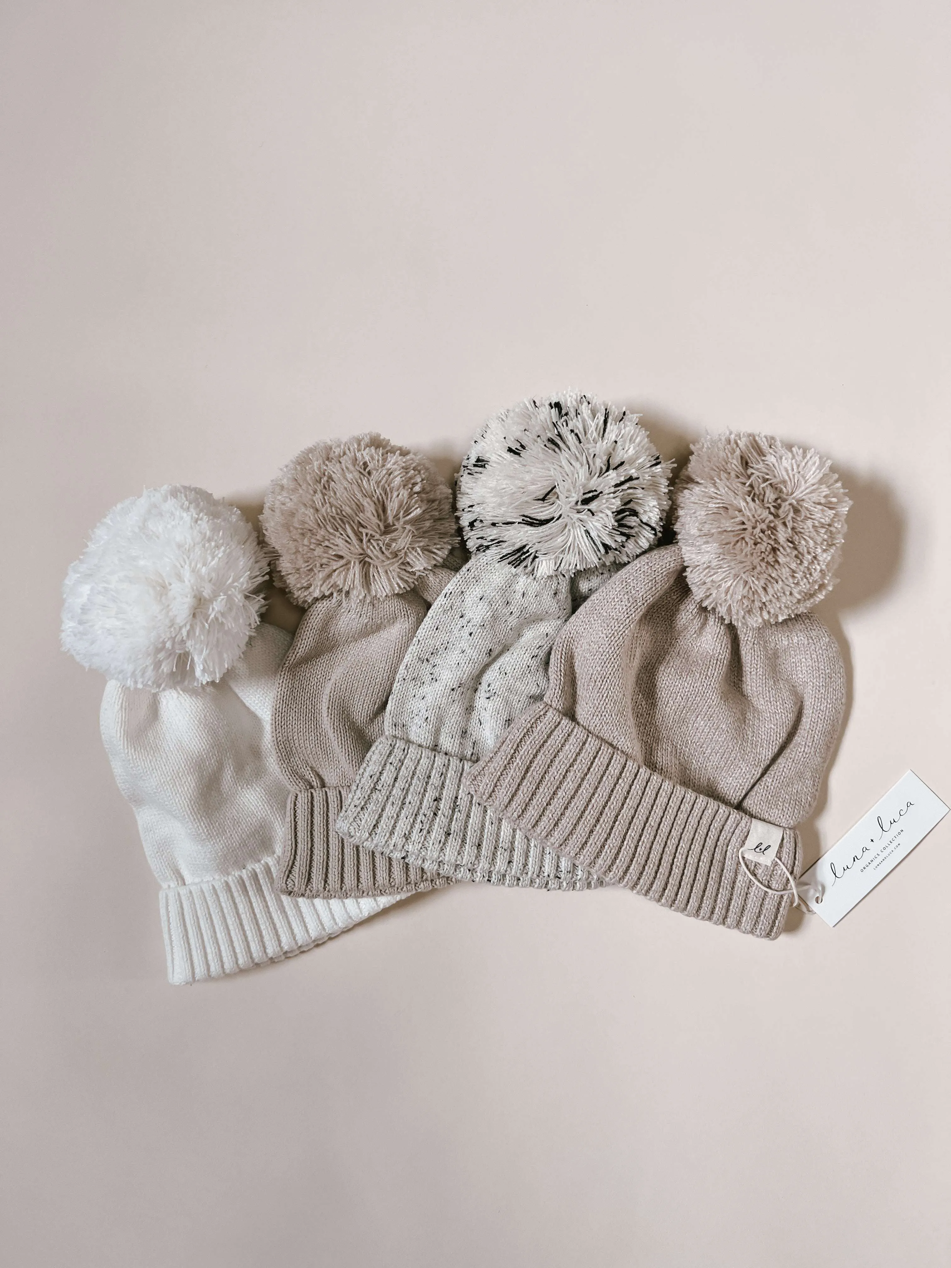 Luna   Luca Baby Pom Beanie | Beige