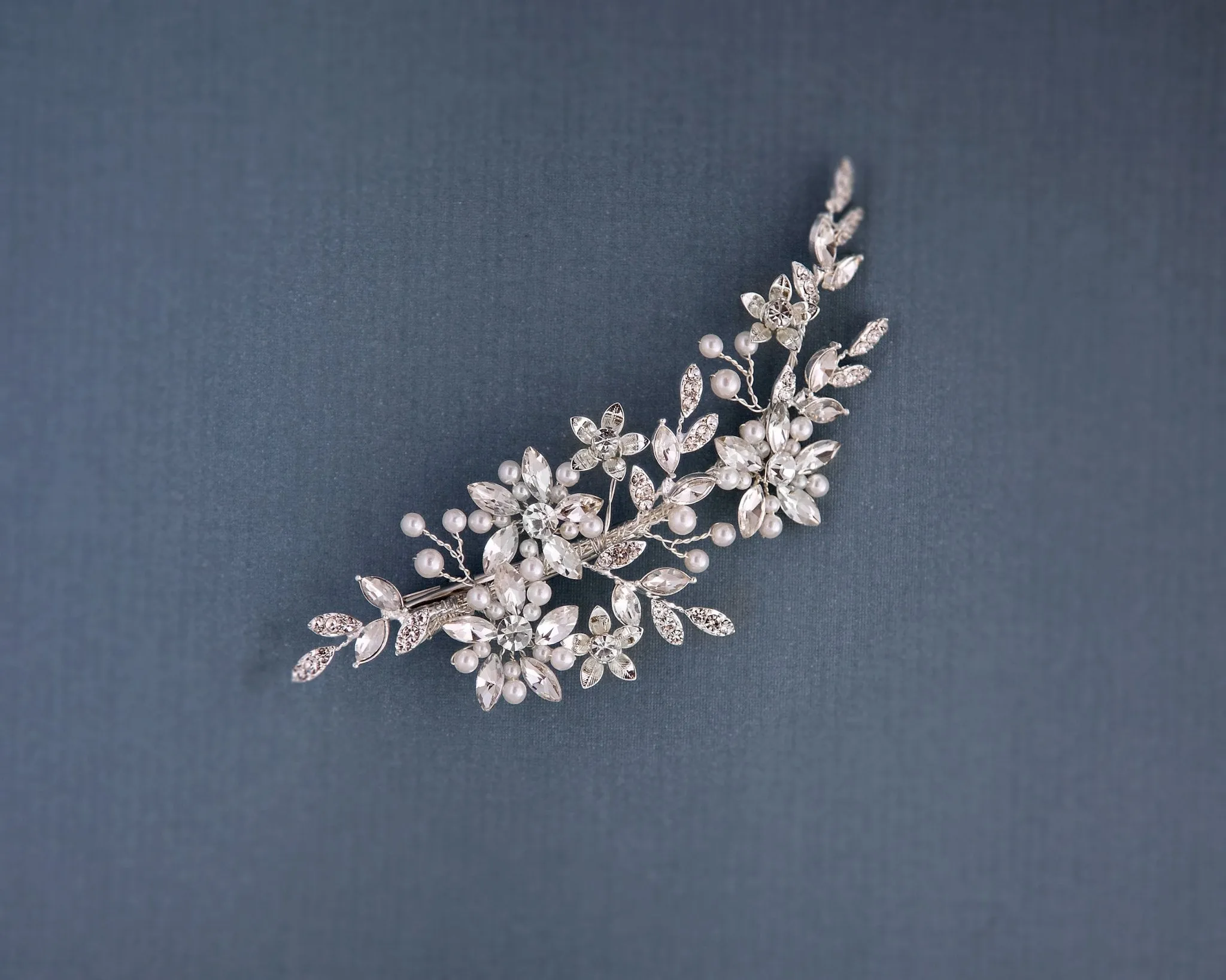 Marquise Flower and Pearl Hair Clip