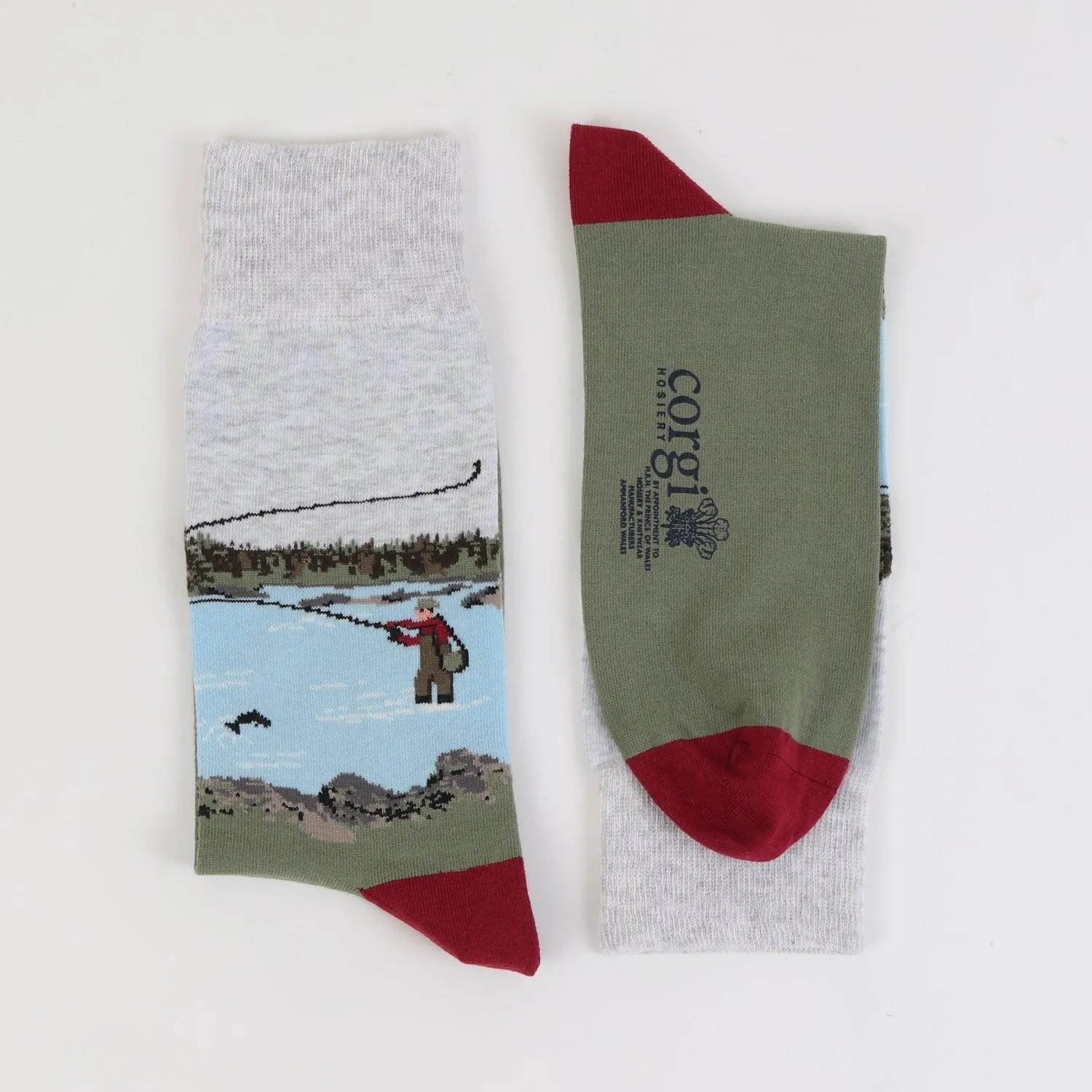 Men's Fishing Scene Cotton Socks