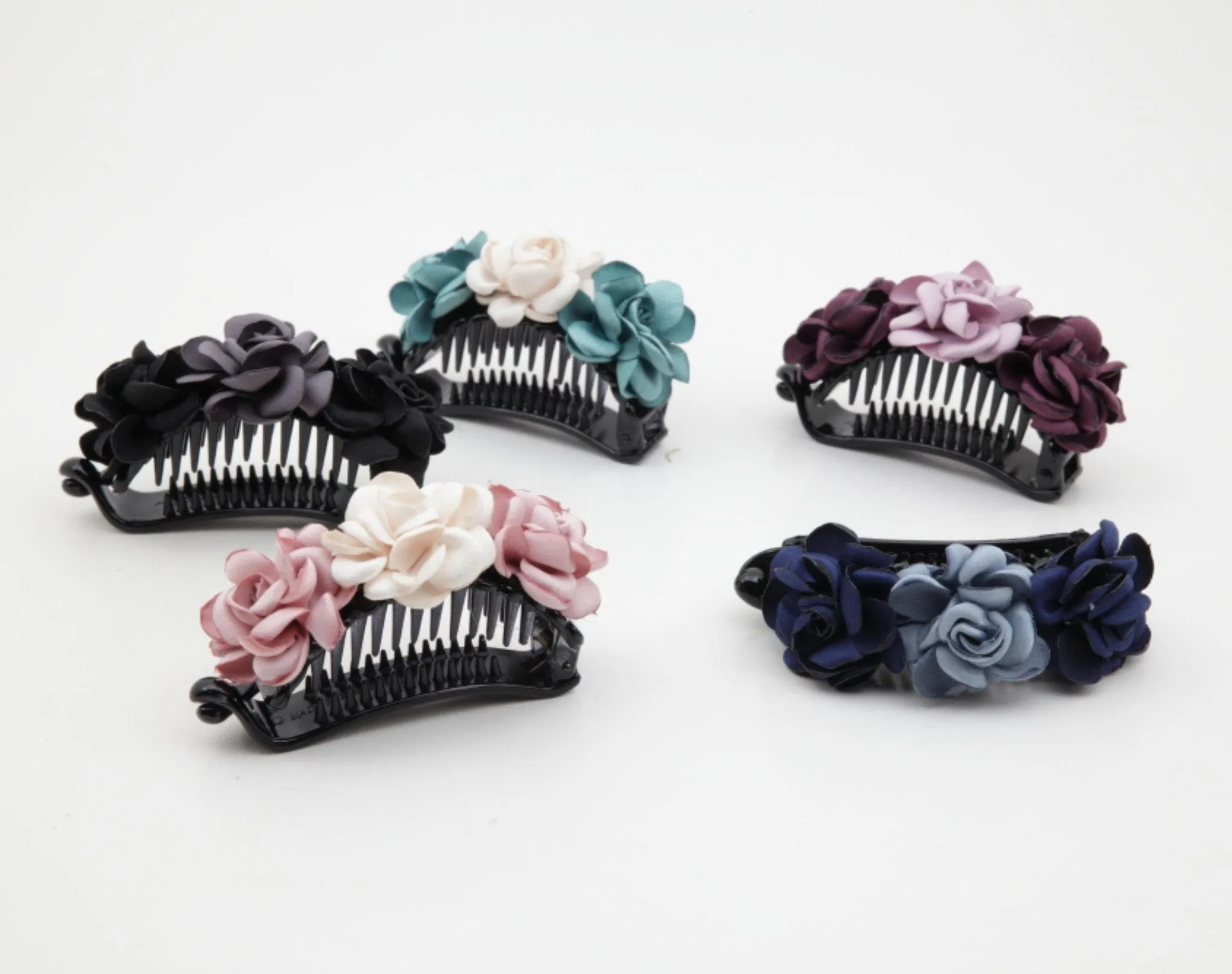 Mini Roses Half Moon Hair Jaw Clip