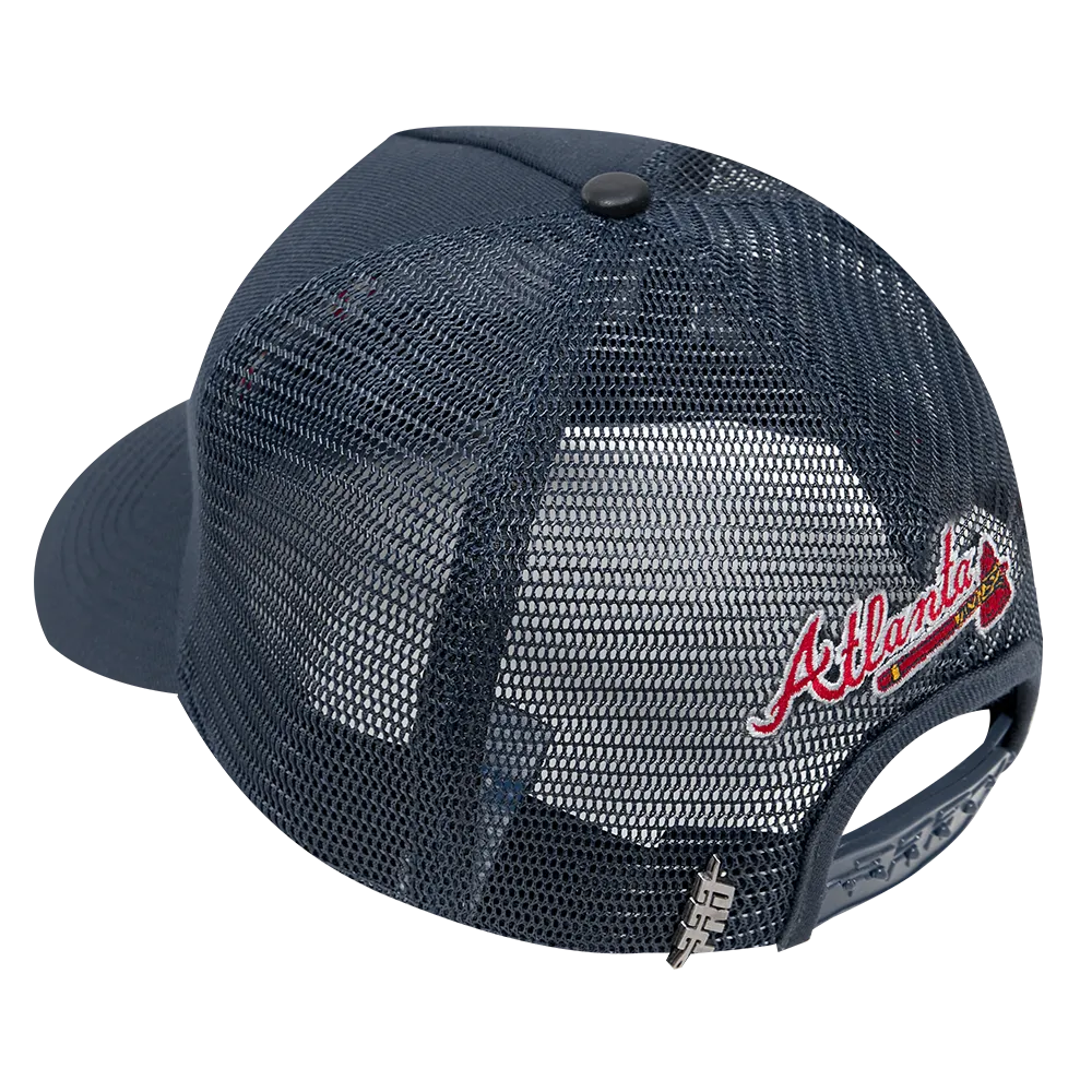 MLB ATLANTA BRAVES CLASSIC UNISEX PINCH FRONT TRUCKER (MIDNIGHT NAVY)