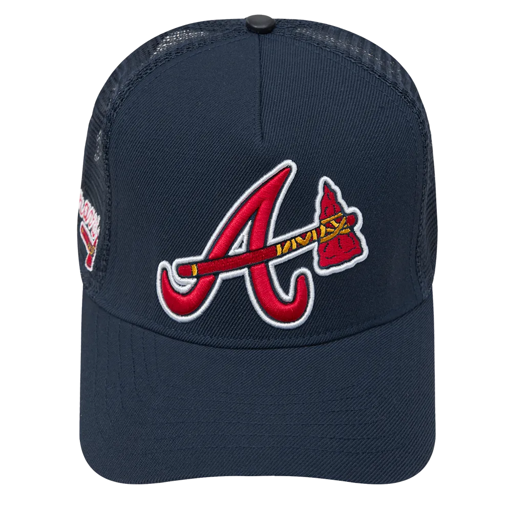 MLB ATLANTA BRAVES CLASSIC UNISEX PINCH FRONT TRUCKER (MIDNIGHT NAVY)