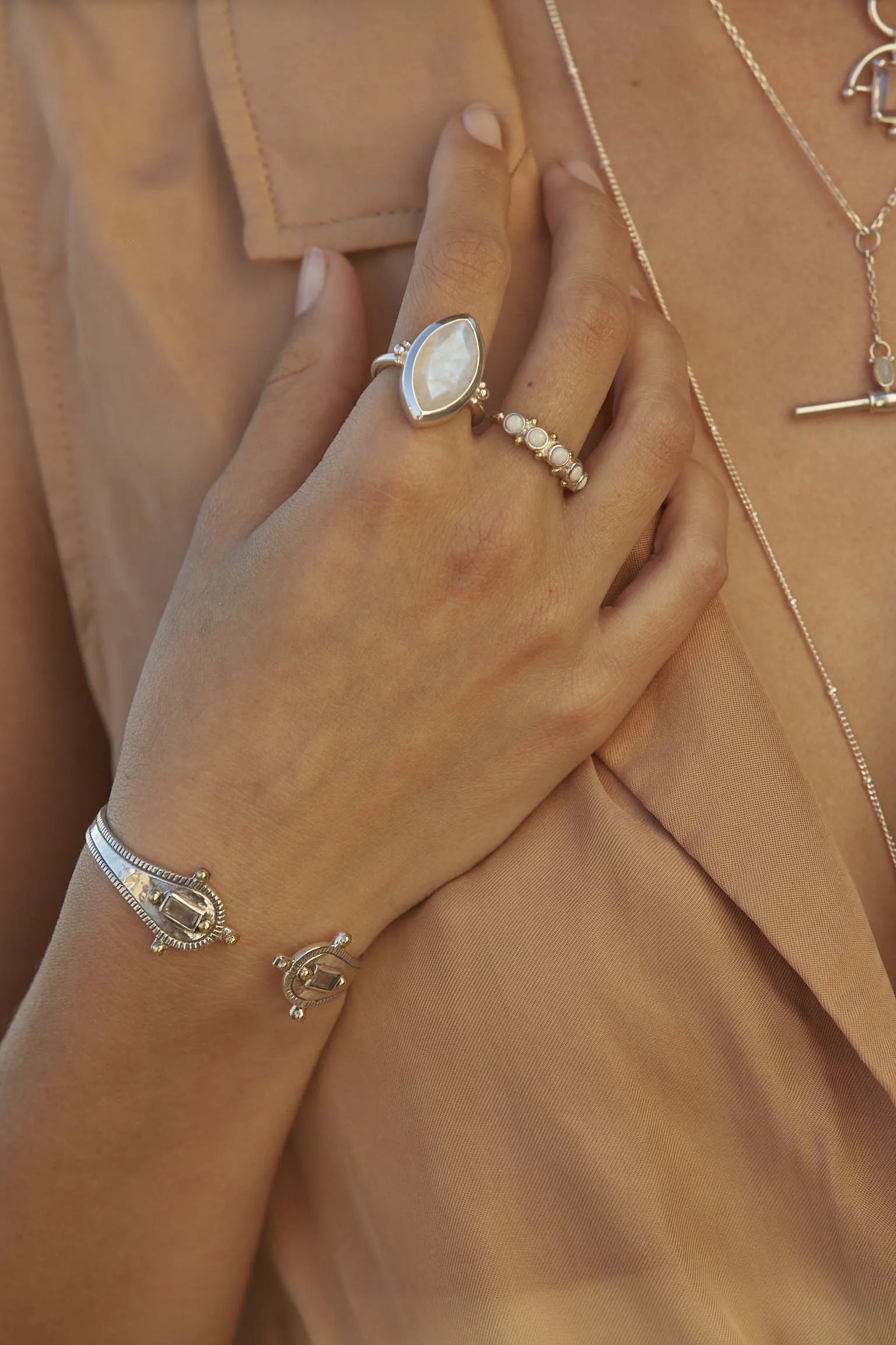 Moonstone Marquise Silver Ring