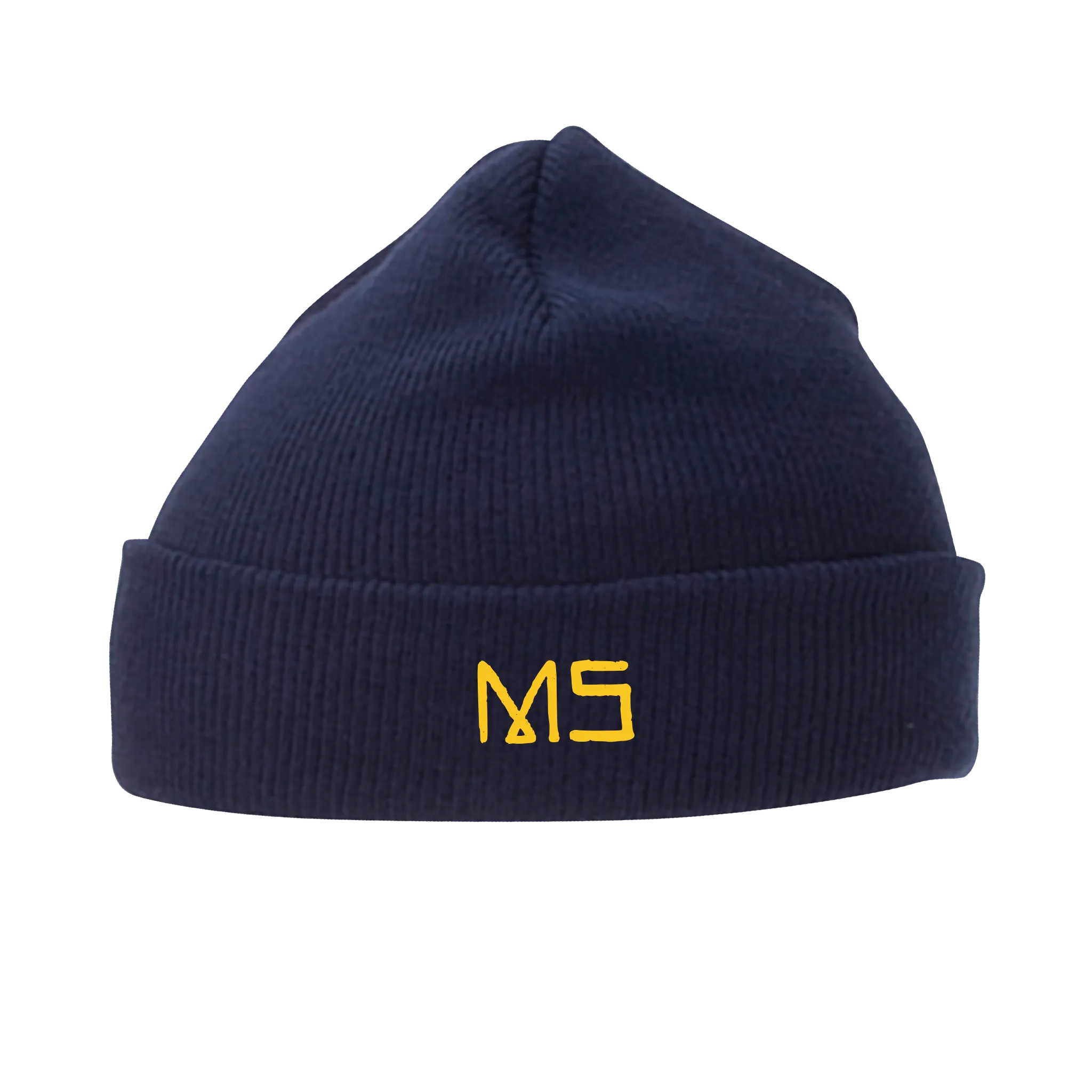 MS embroidered Navy Knit Beanie