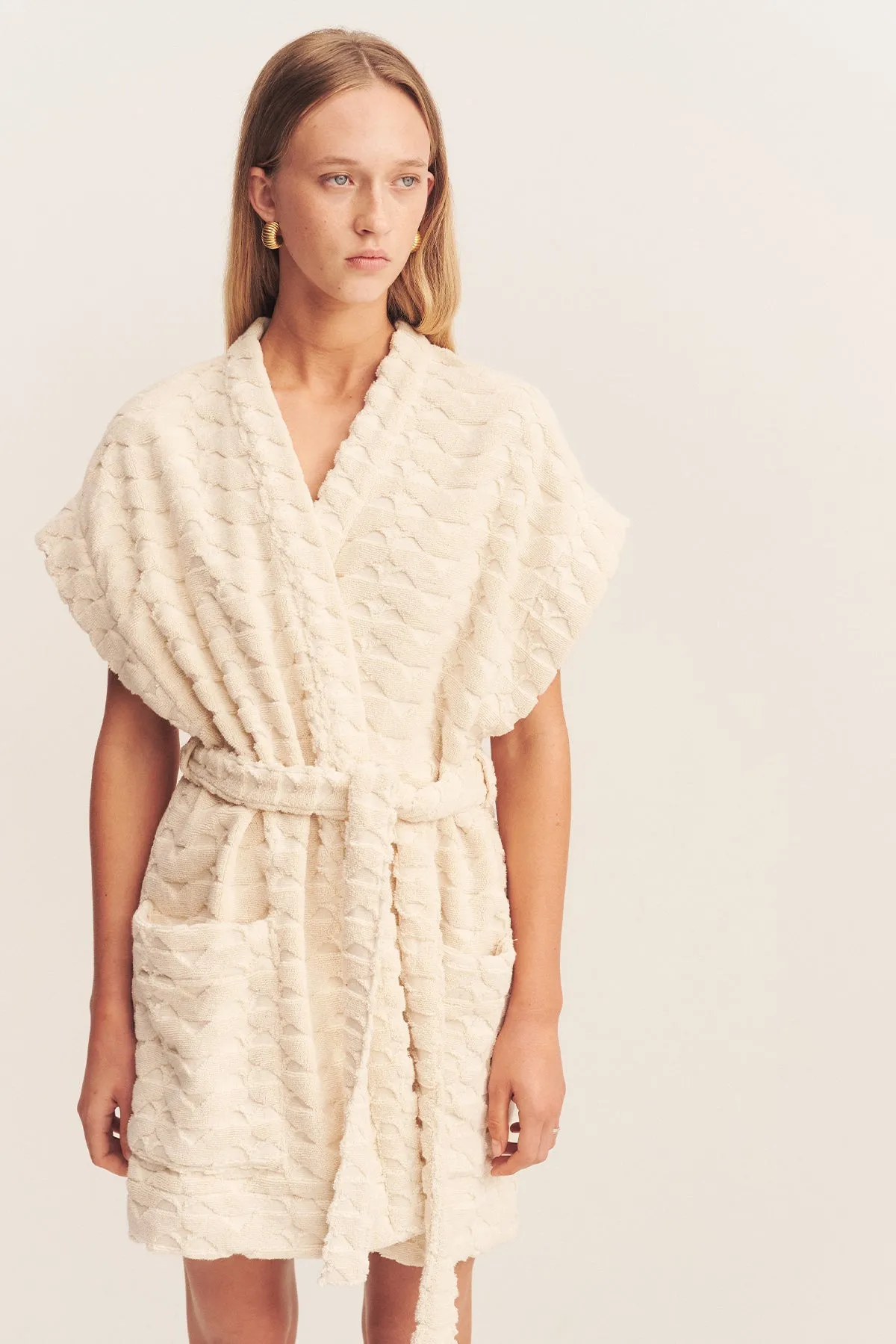 PAULINE SLEEVELESS ROBE - BONE