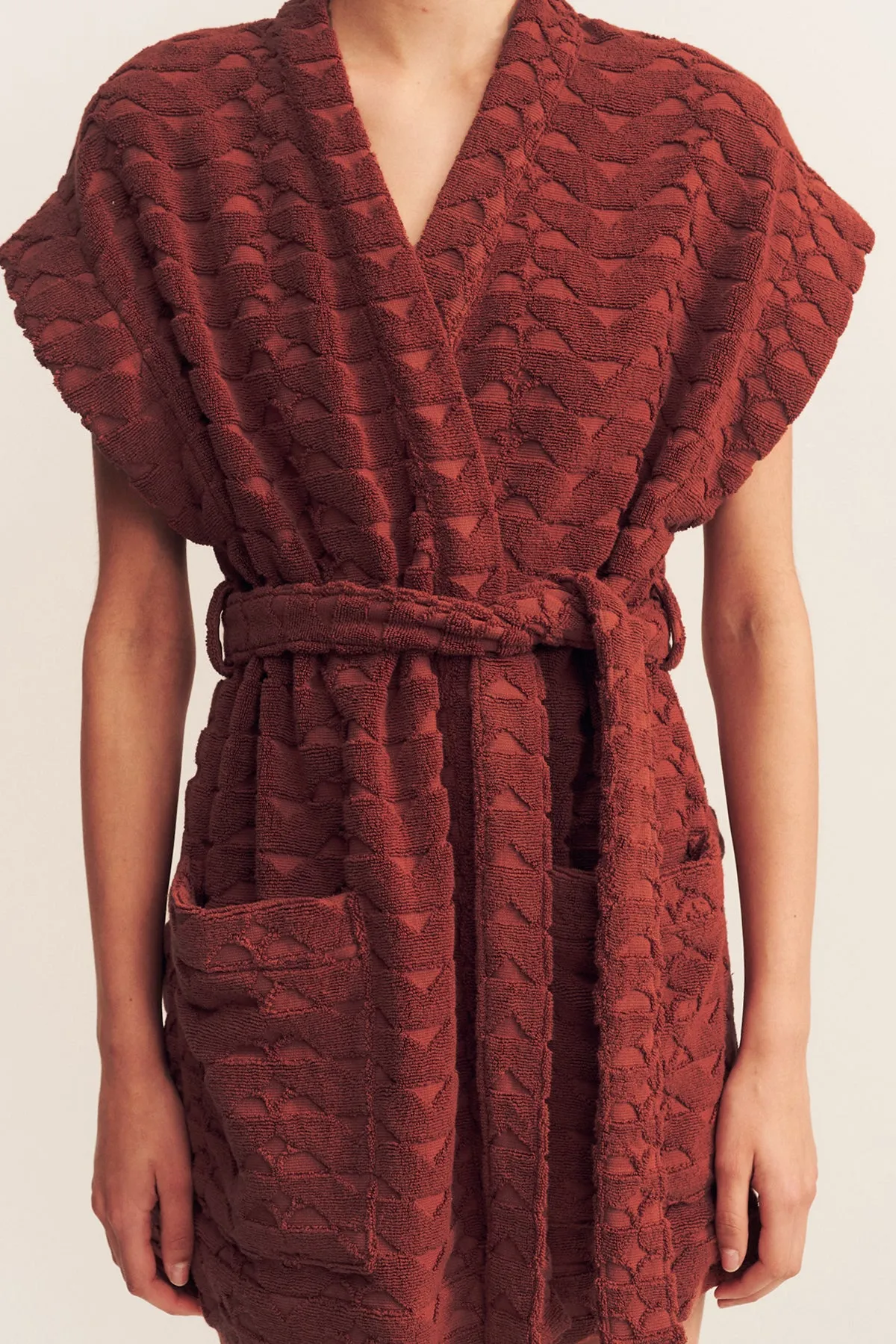 PAULINE SLEEVELESS ROBE - COGNAC