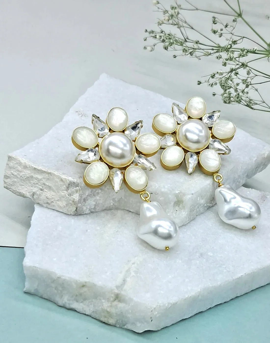 Pearl & Crystal Drop Earrings