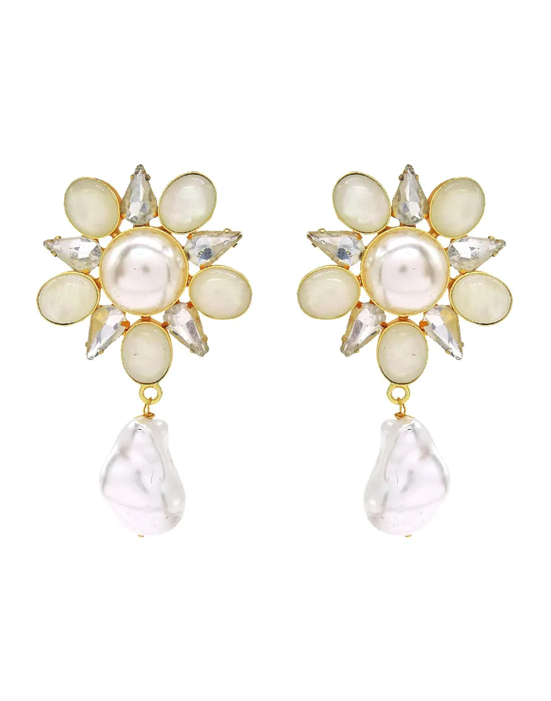 Pearl & Crystal Drop Earrings