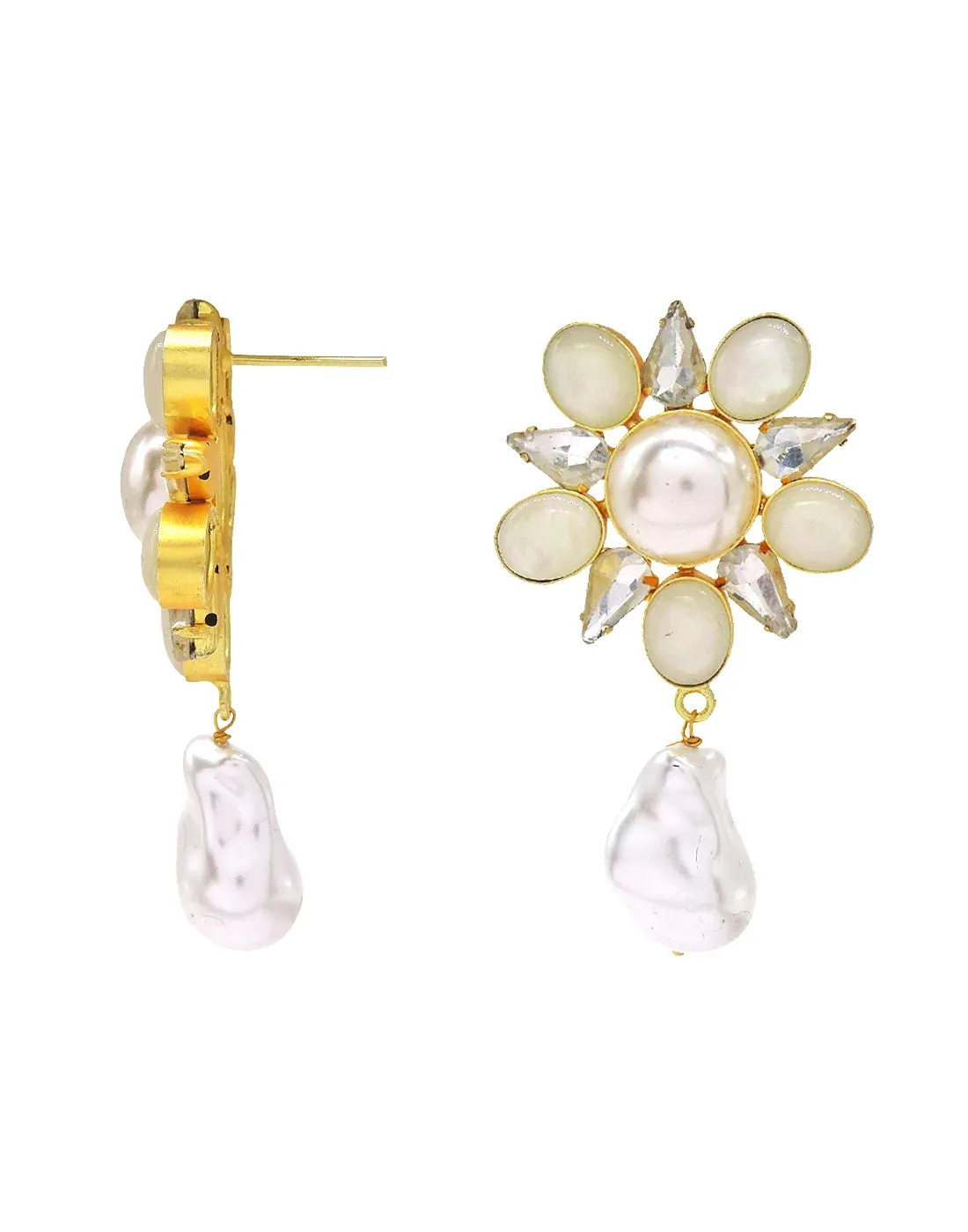 Pearl & Crystal Drop Earrings