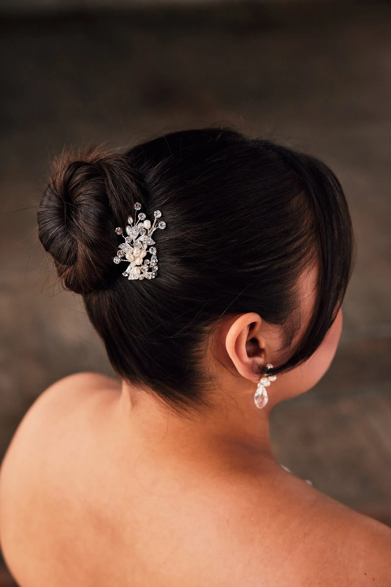 Petite Pearl Wedding Hair Clip with Crystals