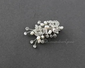 Petite Pearl Wedding Hair Clip with Crystals