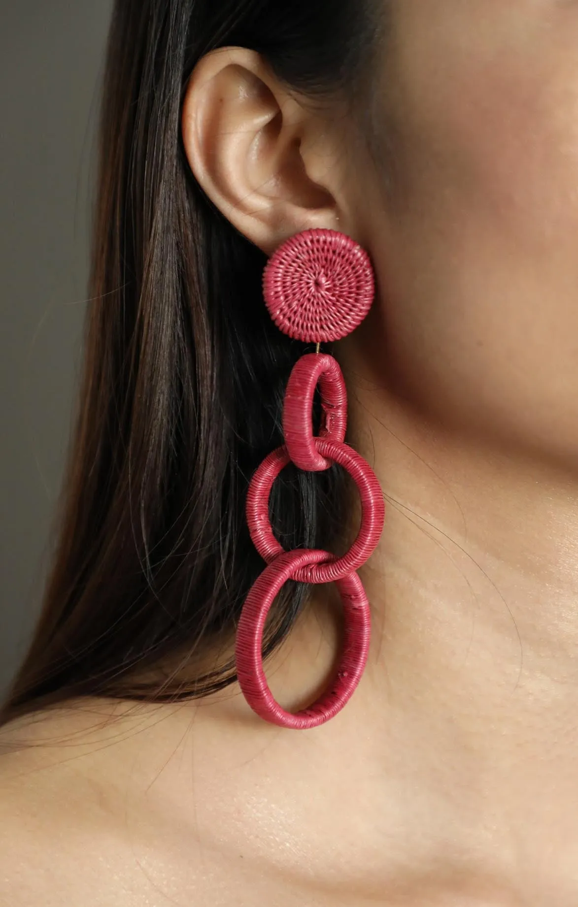 Pink Triple Hoop Earrings