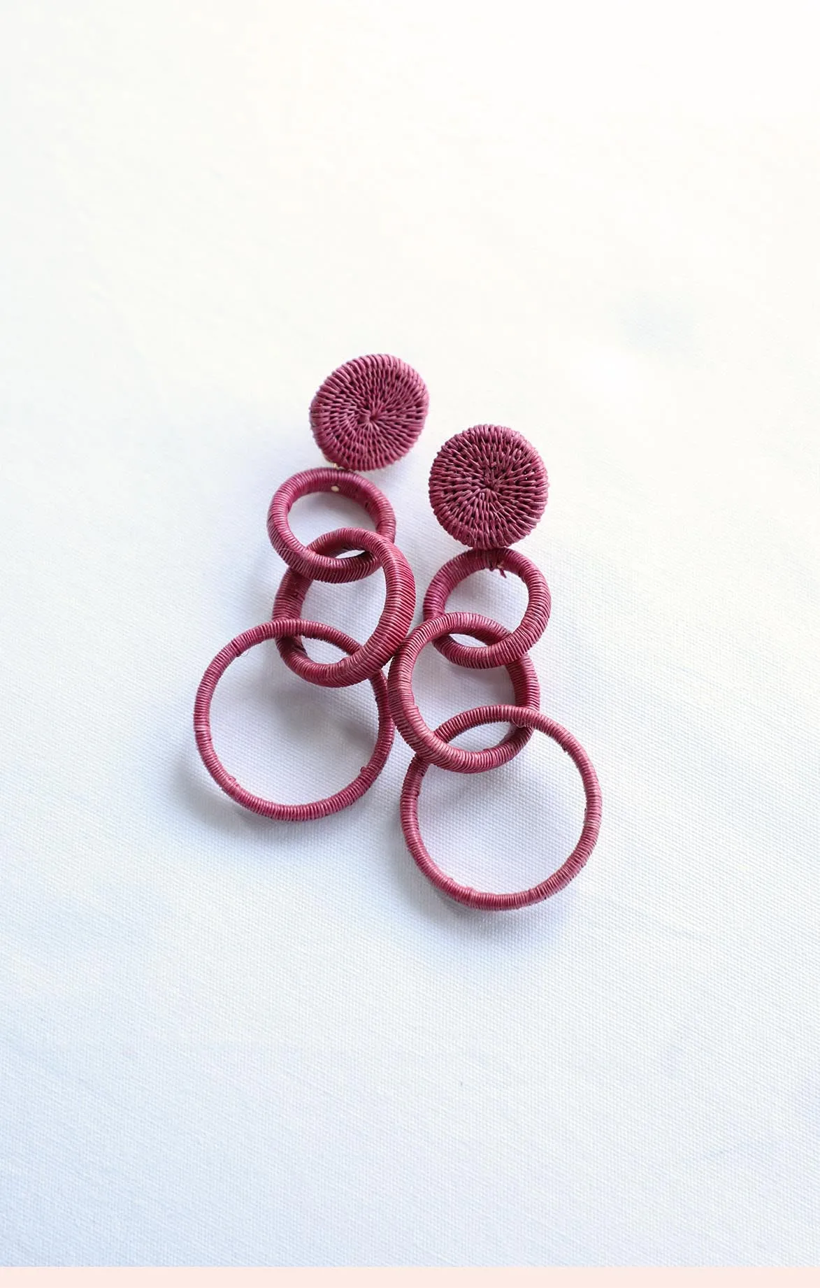 Pink Triple Hoop Earrings