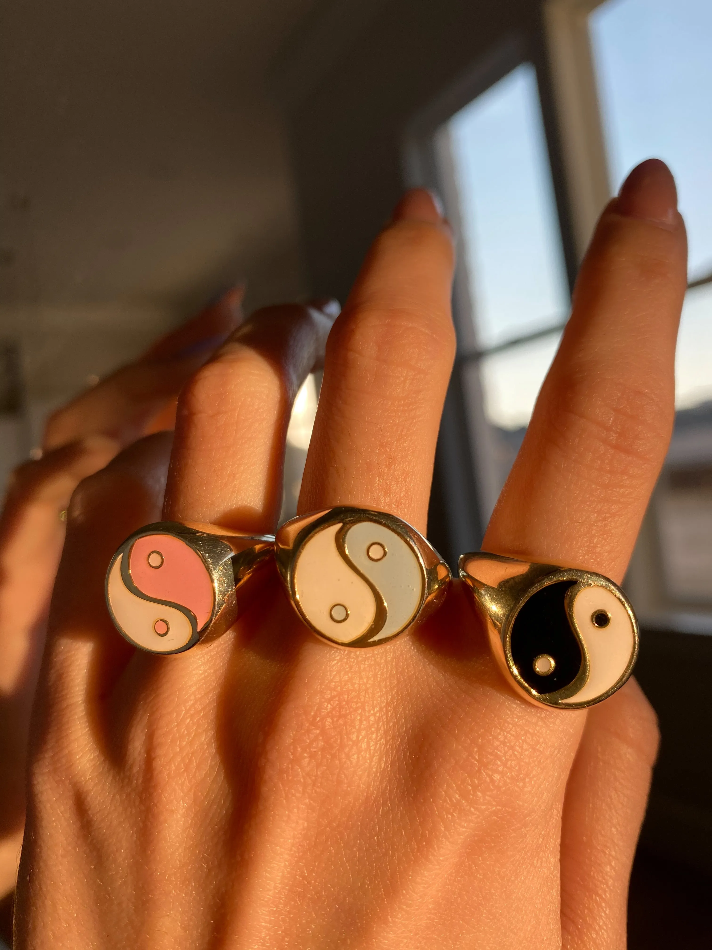 Pink Yin Yang 925 Ring