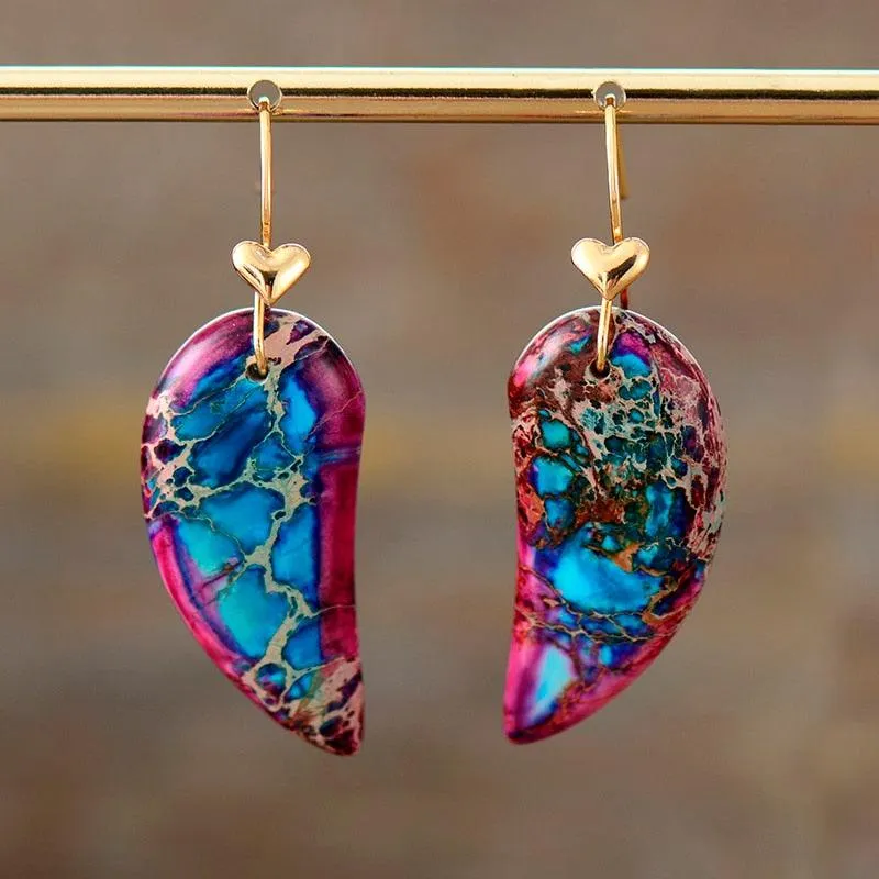 Purple Heart Jasper Drop Earrings