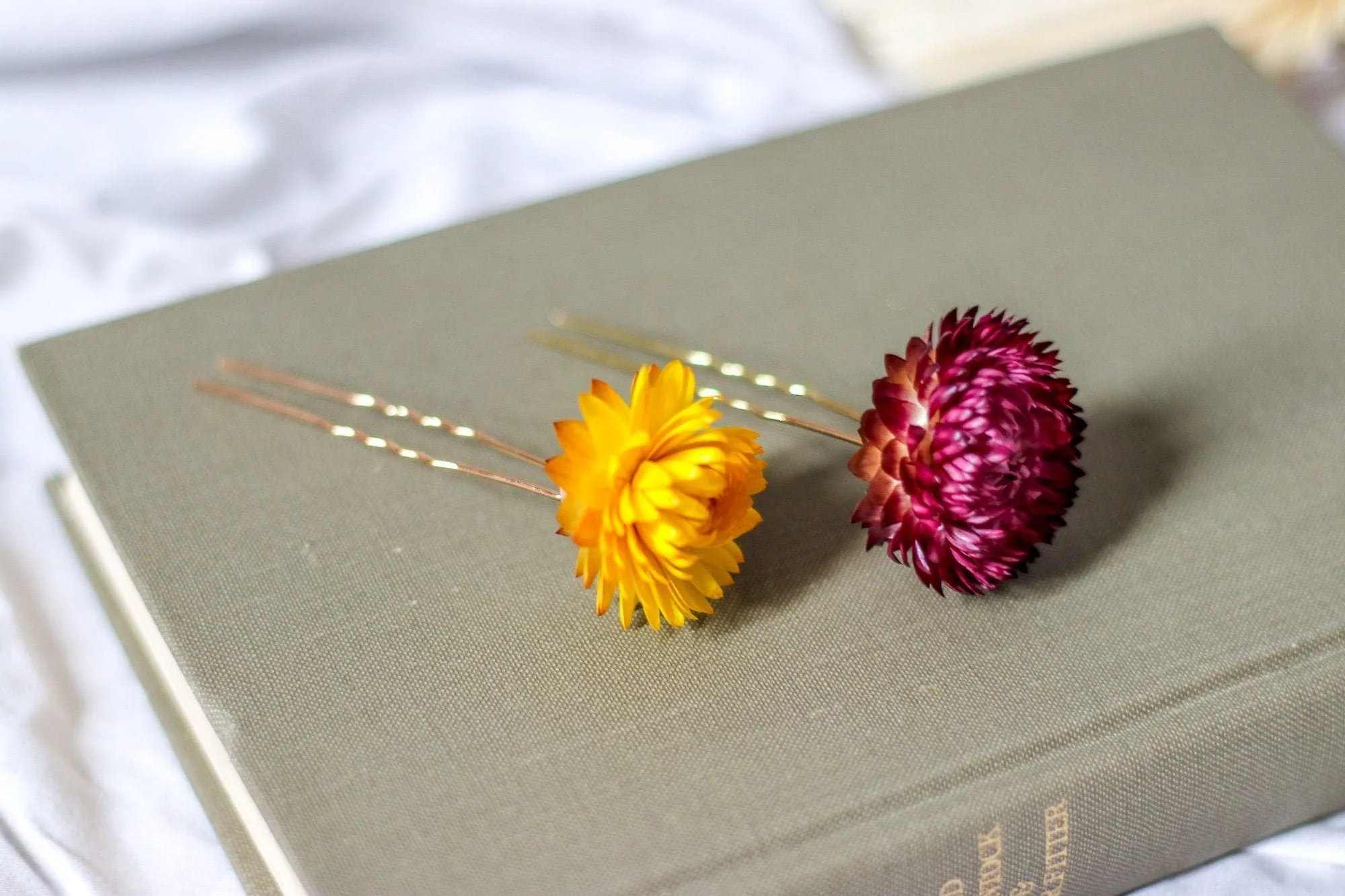 Real Dried Flower Hair Pins, Rustic Wedding hair Pins