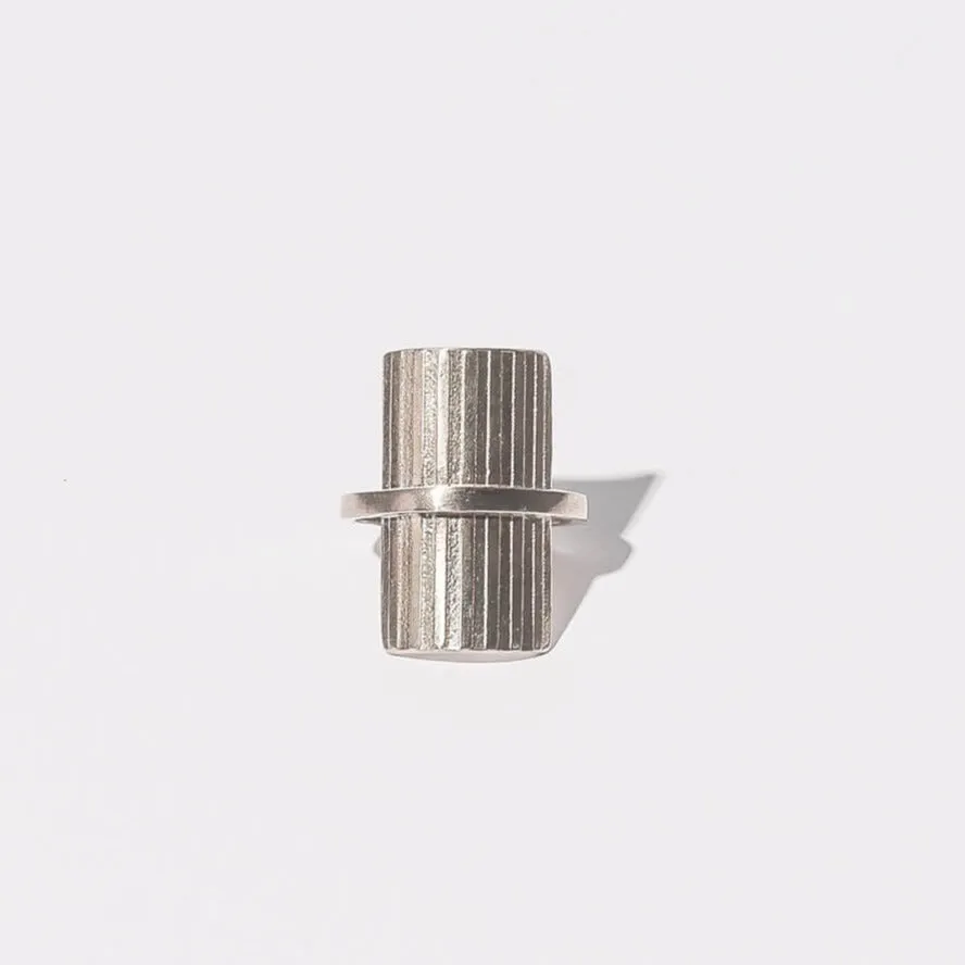 Ridge Rectangle Statement Ring - Sterling Silver