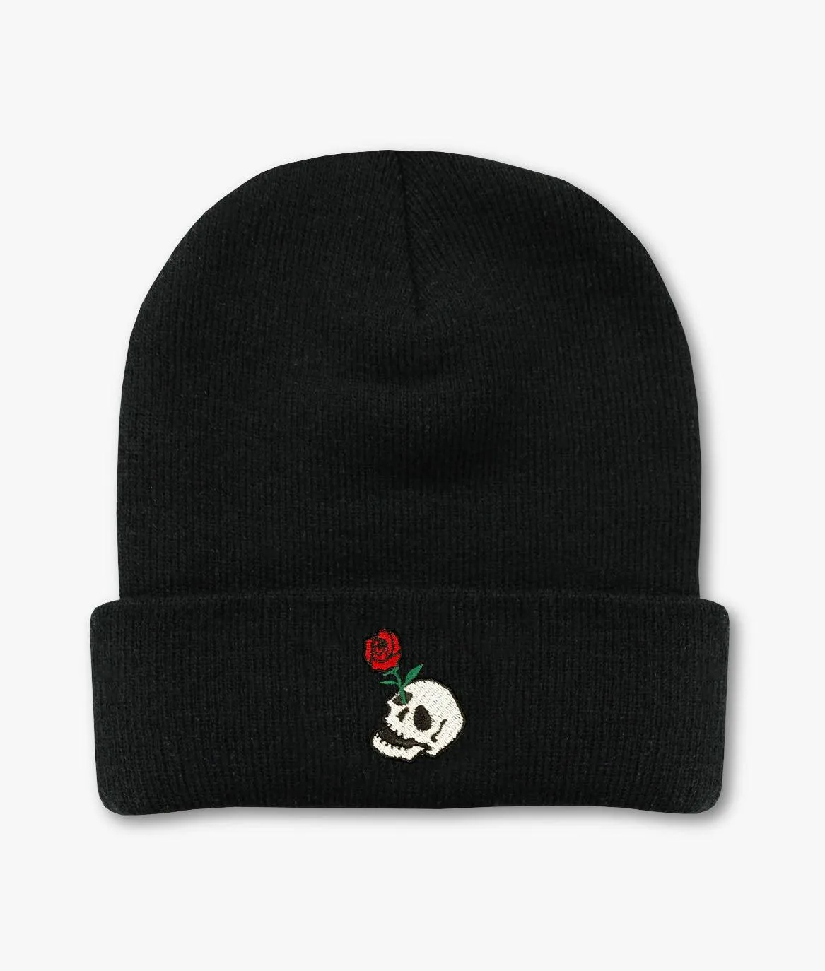 Skull Rose Embroidered Beanie