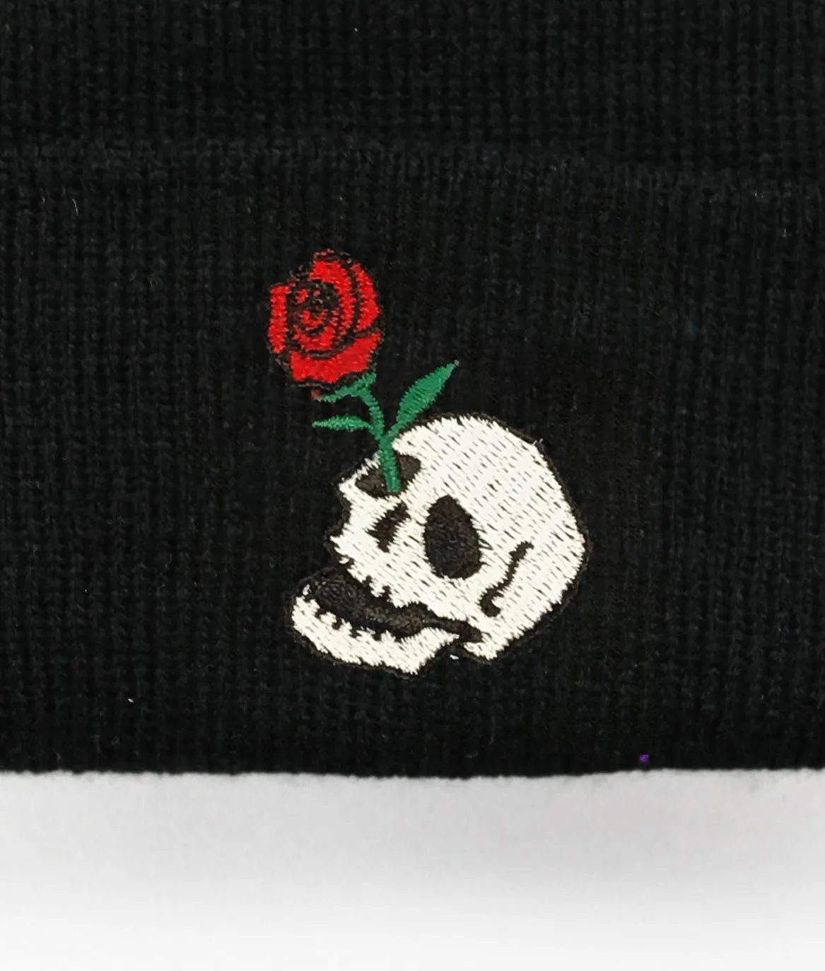 Skull Rose Embroidered Beanie