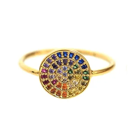 Small Rainbow Pave Disc Ring