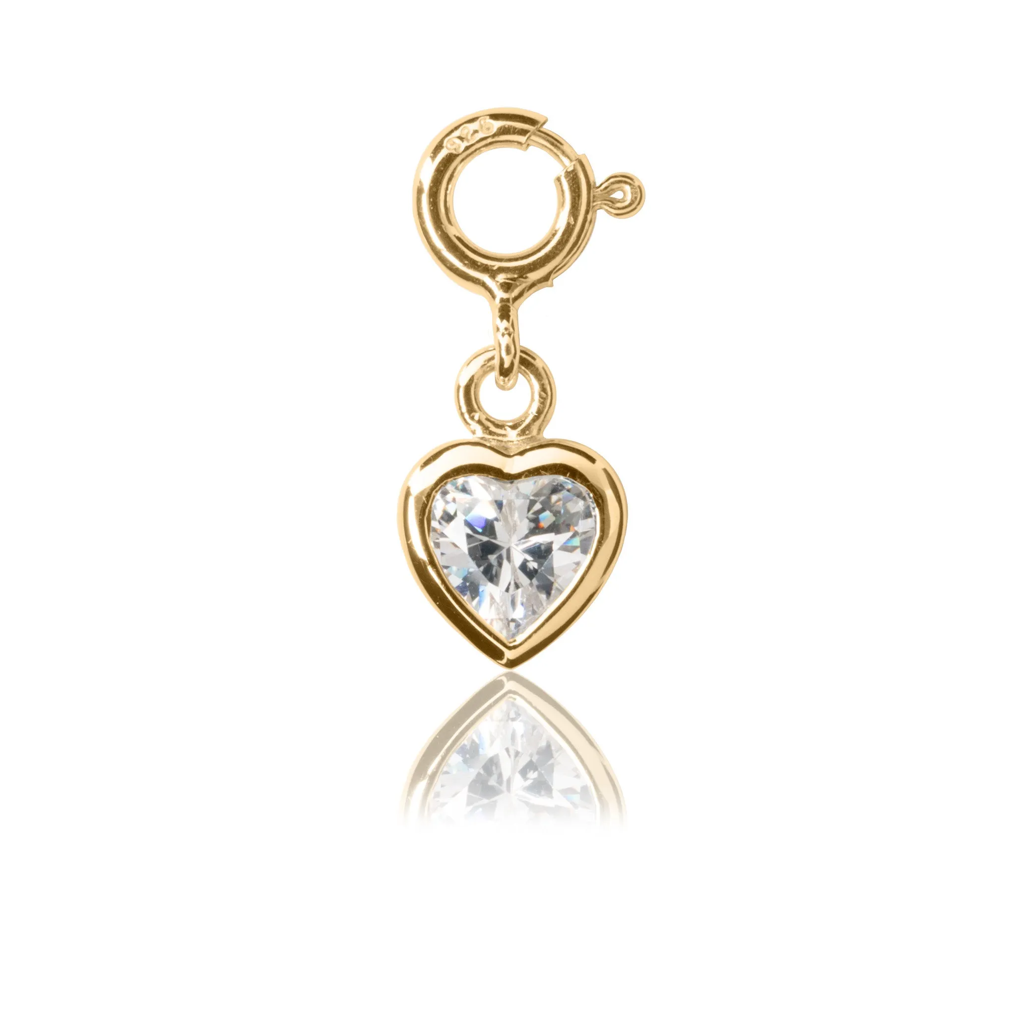 Sparkle Heart Charm - Yellow Gold