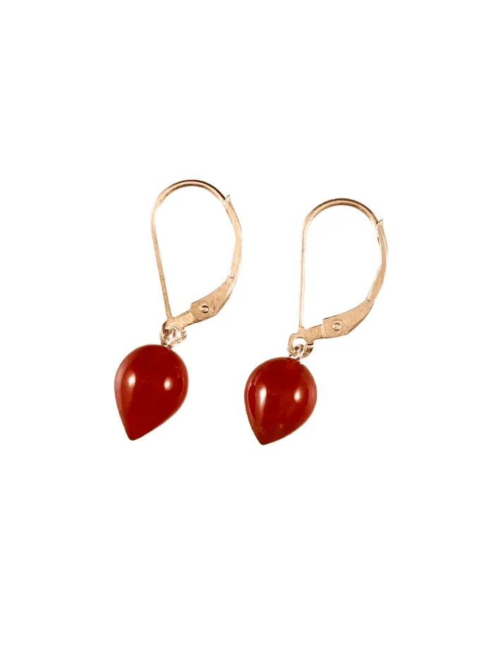 Sterling Carnelian Tear Drop Earrings