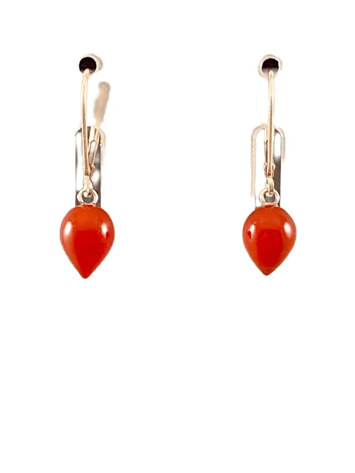 Sterling Carnelian Tear Drop Earrings