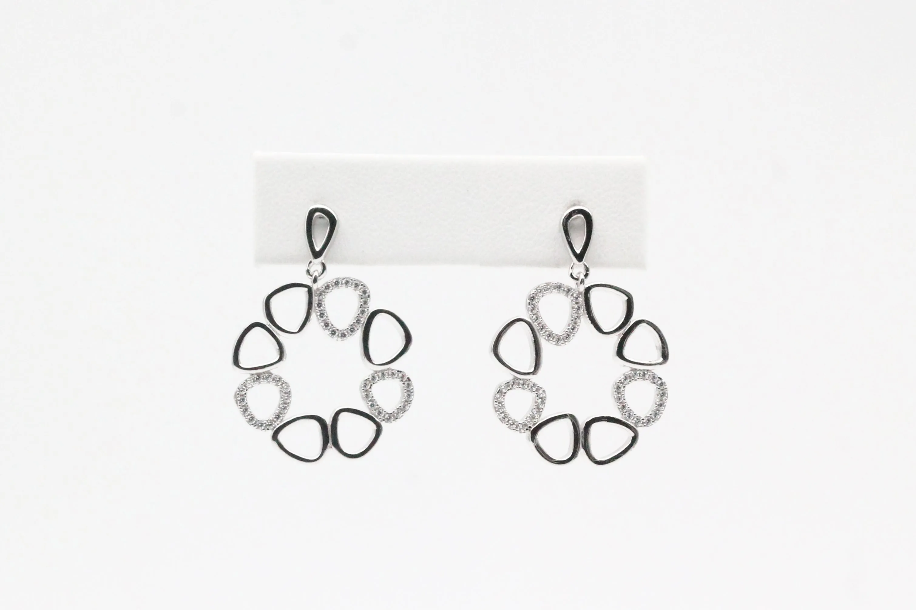 Sterling Silver Multi Circle Earrings with Cubic Zirconia