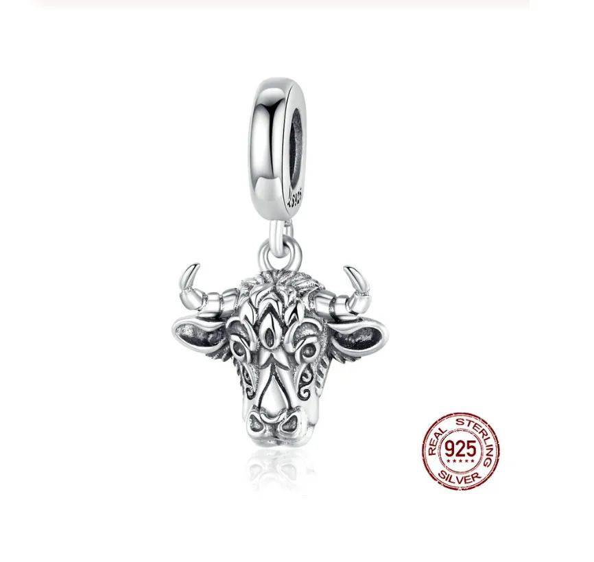 Taurus Bullhead Dangle Charm 925 Sterling Silver