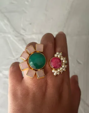 Twin Haathipada Flower Ring