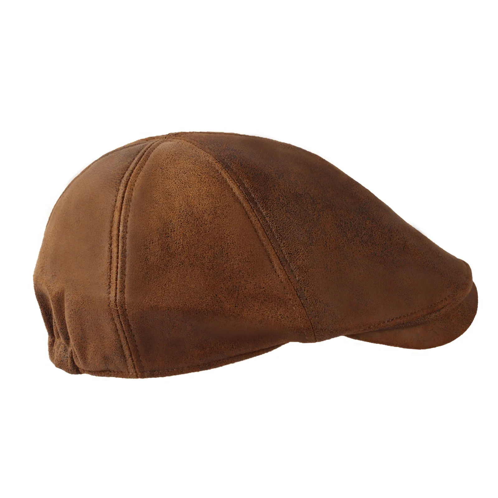 Vintage Cabbie Flat Cap Classic Faux Leather Gatsby Hat YT31290