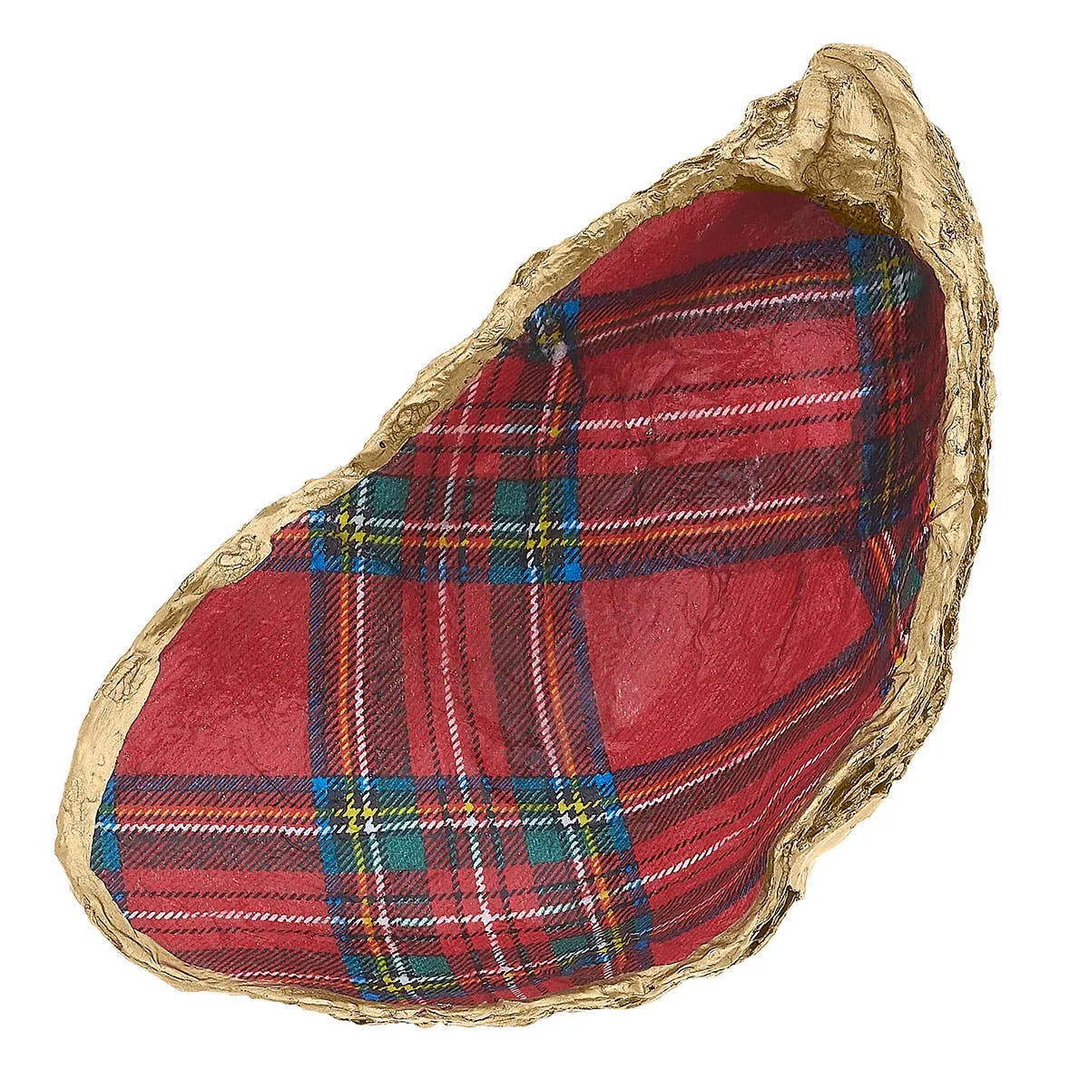 Wrenley Tartan Decoupage Oyster Ring Dish in Red & Green